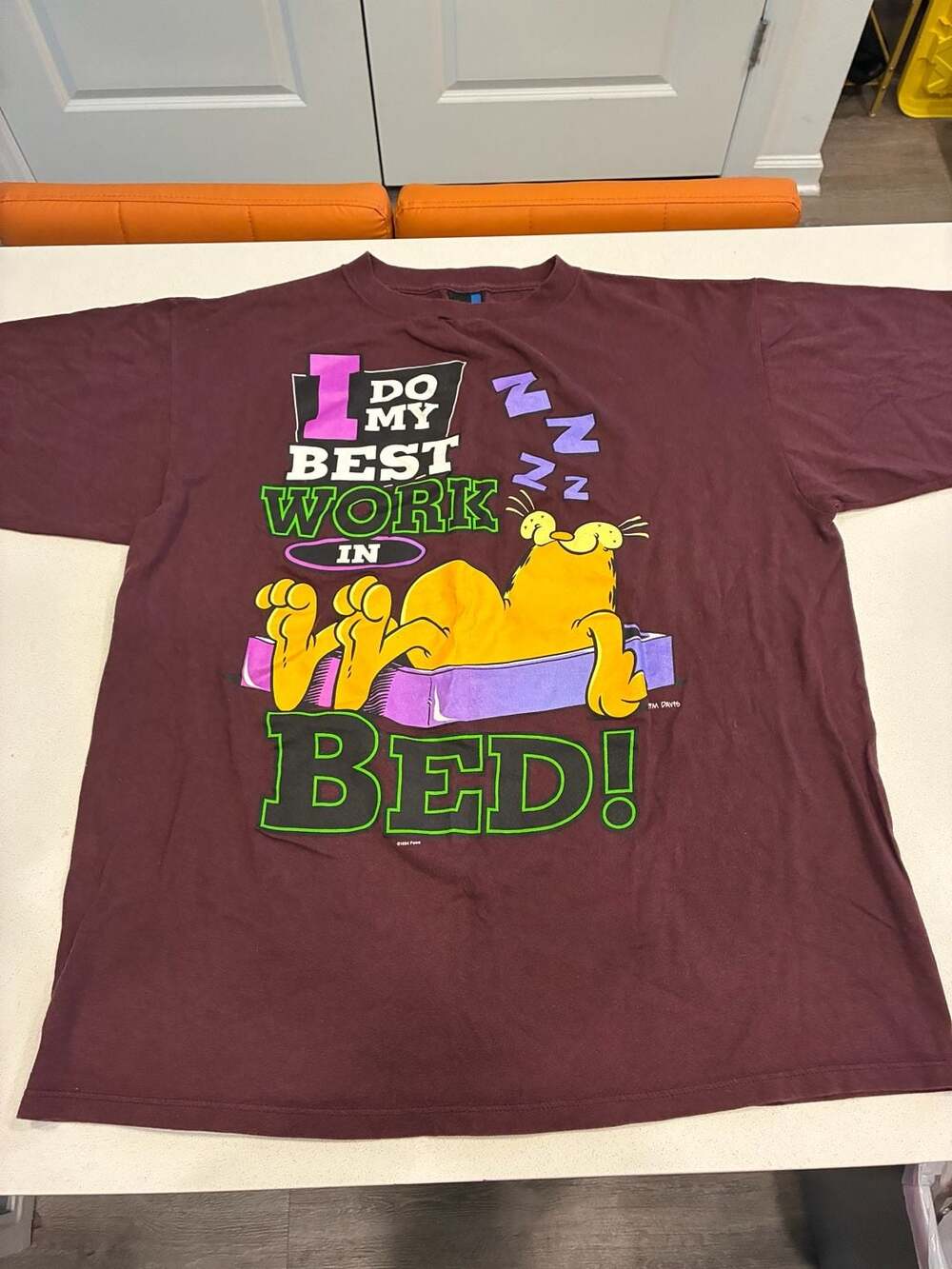 Vintage 1994 Sunwear Garfield I Do My Best Work In Bed Size XL